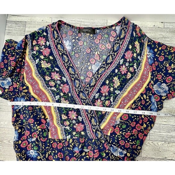 Zesica Cottagecore Bohemian Floral Print Wrap Around Dress Sz XL - Picture 11 of 14